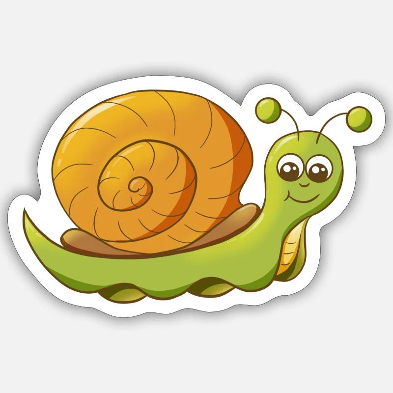 niedlich lächelnde Comic Schnecke - Sticker Größe S (10 x 10 cm) - Mattweiß