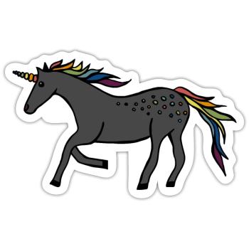 Licorne rapide - Sticker taille S (10 x 10 cm) - blanc mat - Devant