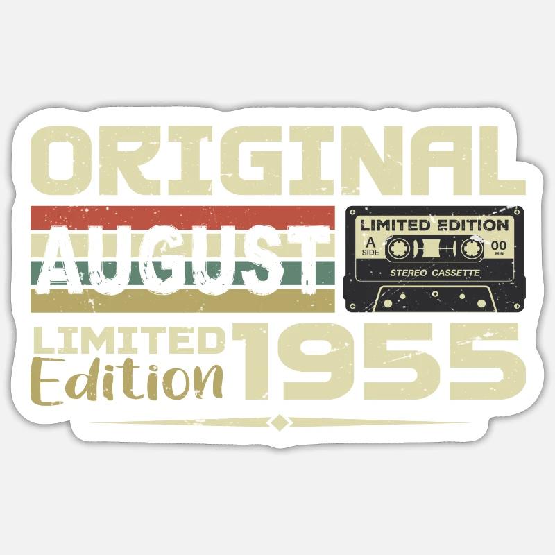 Août 1955 - Né en Août 1955 Construit en Août 1955 - Sticker taille S (10 x 10 cm) - blanc mat