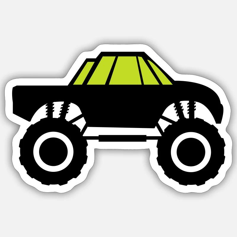 camion monstre - Sticker taille S (10 x 10 cm) - blanc mat