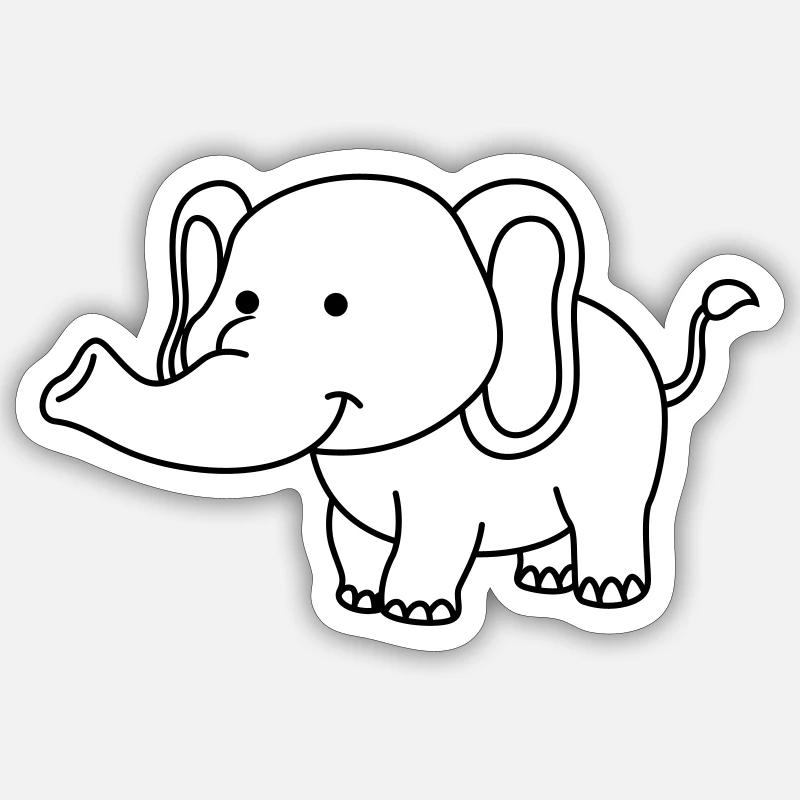 éléphant - Sticker taille S (10 x 10 cm) - blanc mat