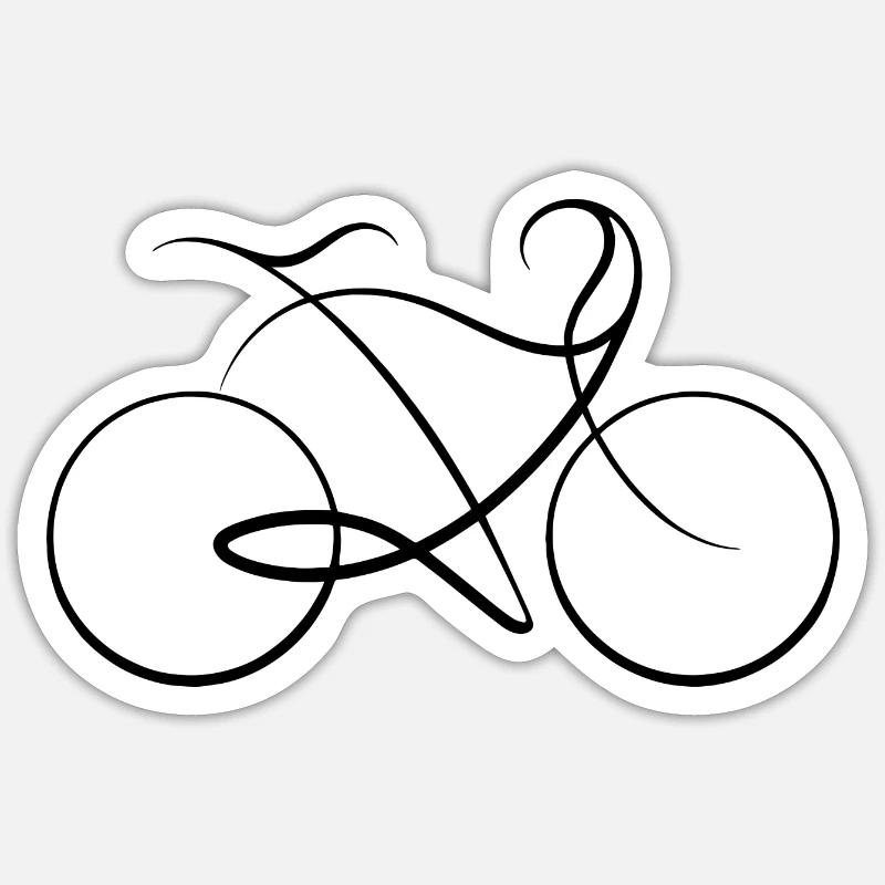 Fahrrad eine Linie - Harmonie - Dynamik - Sticker Größe S (10 x 10 cm) - Mattweiß
