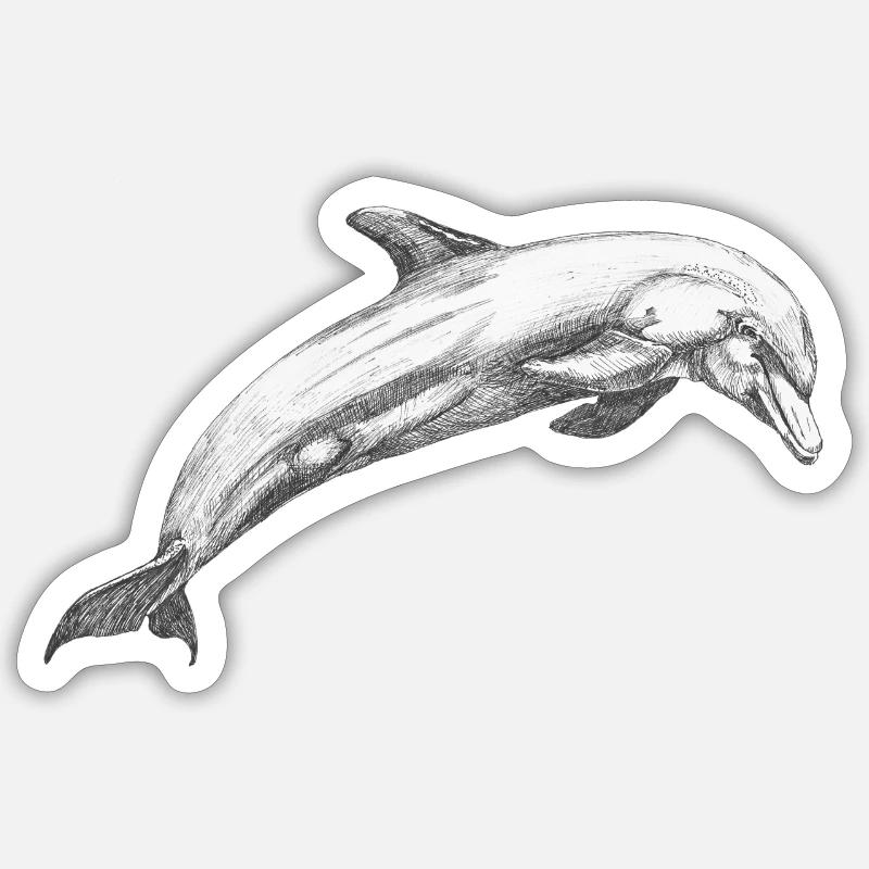 Dauphin de Delfin - Sticker taille S (10 x 10 cm) - blanc mat