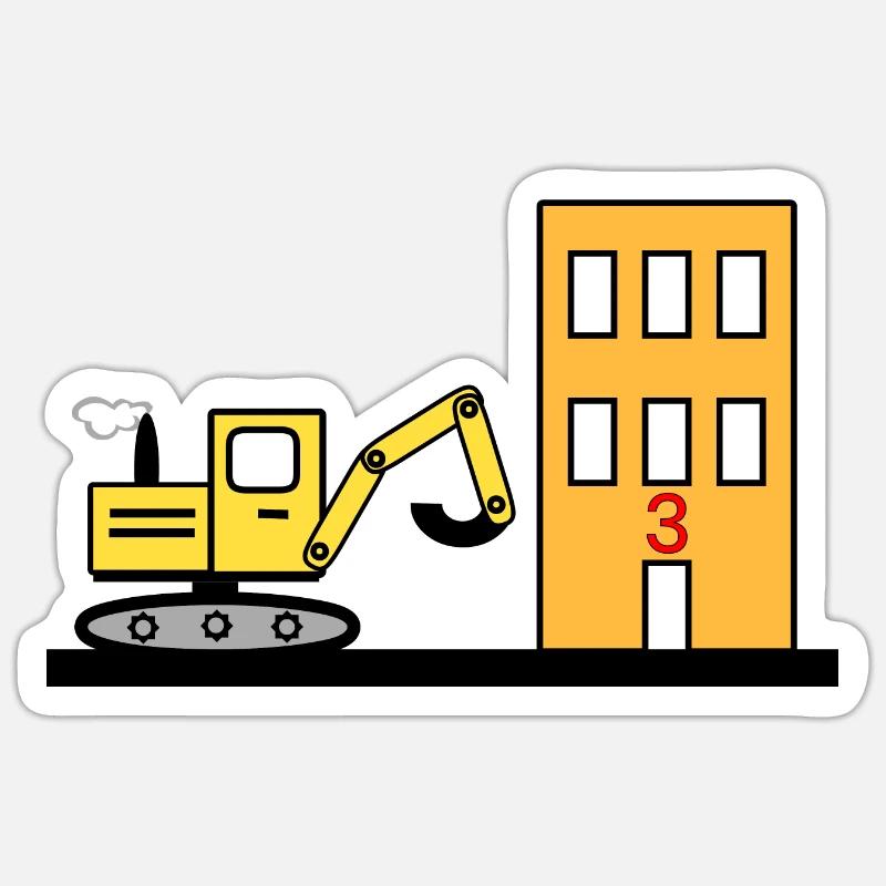 Bagger - Sticker Größe S (10 x 10 cm) - Mattweiß