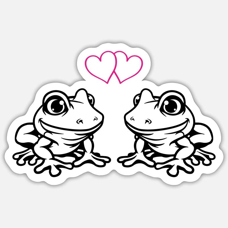 frosch comic love - Sticker Größe S (10 x 10 cm) - Mattweiß