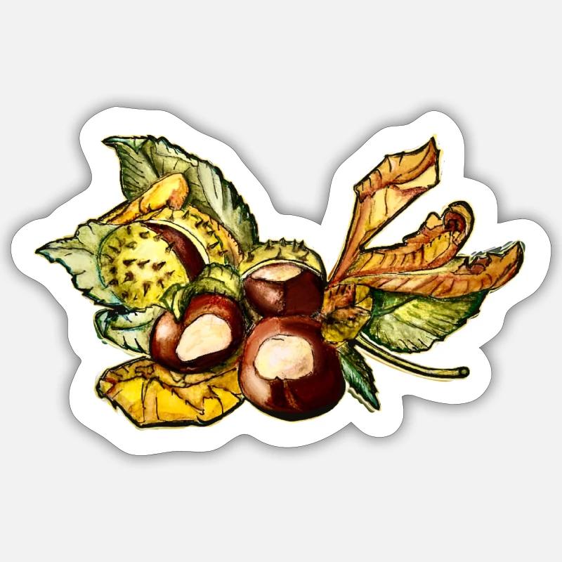 Châtaignes - Sticker taille S (10 x 10 cm) - blanc mat