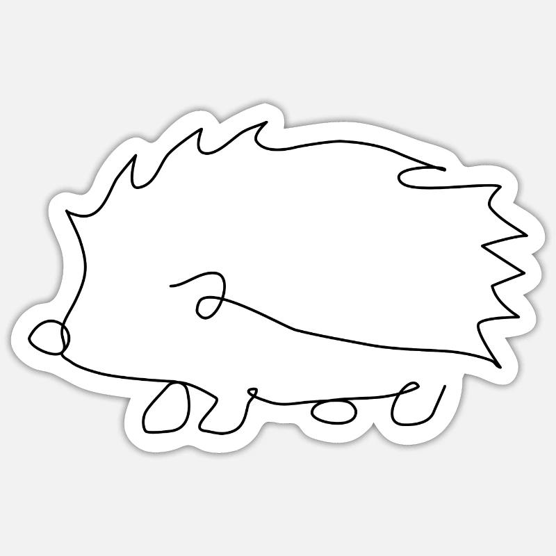 Line Art Igel Design - Sticker Größe S (10 x 10 cm) - Mattweiß