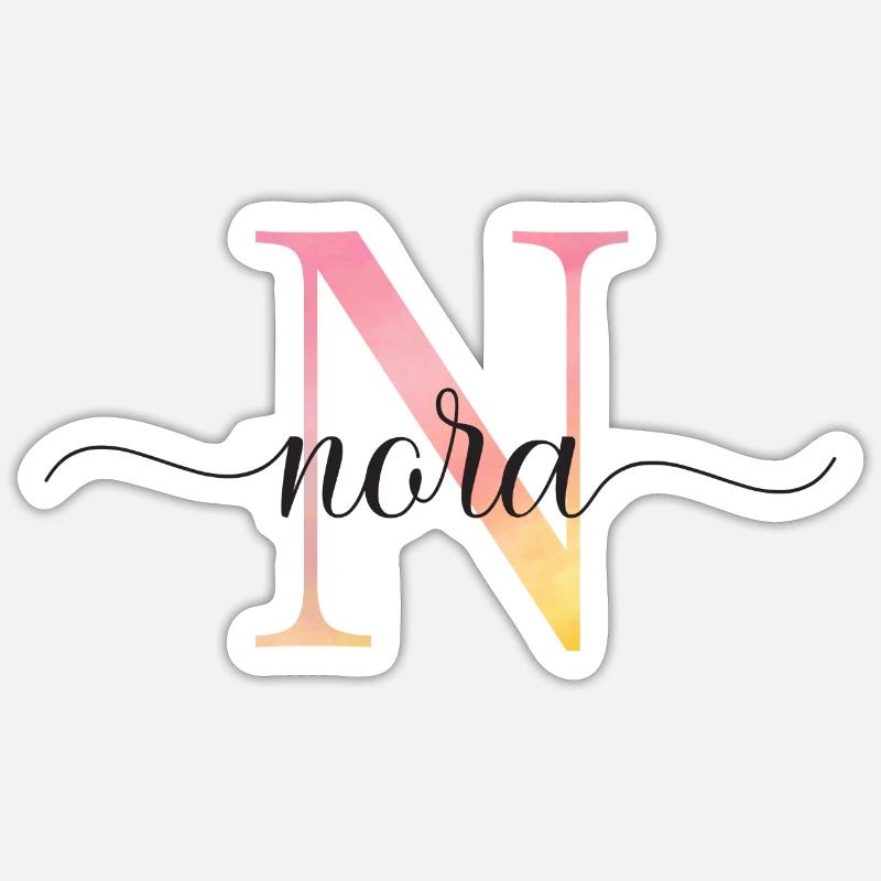 N | Monogramm | Name | Nora |Watercolor - Sticker Größe S (10 x 10 cm) - Mattweiß