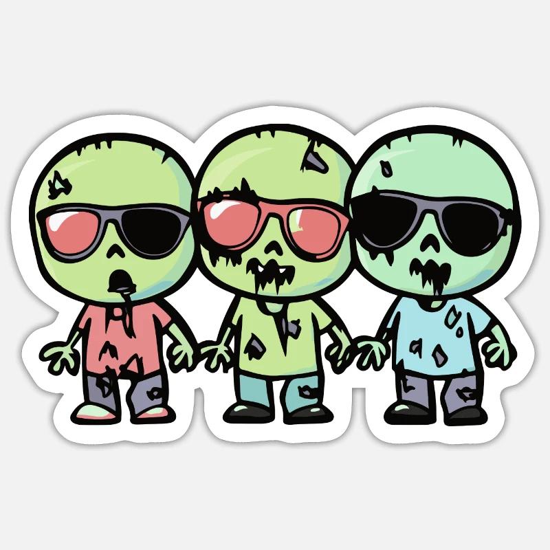 Zombies Halloween - Sticker taille S (10 x 10 cm) - blanc mat