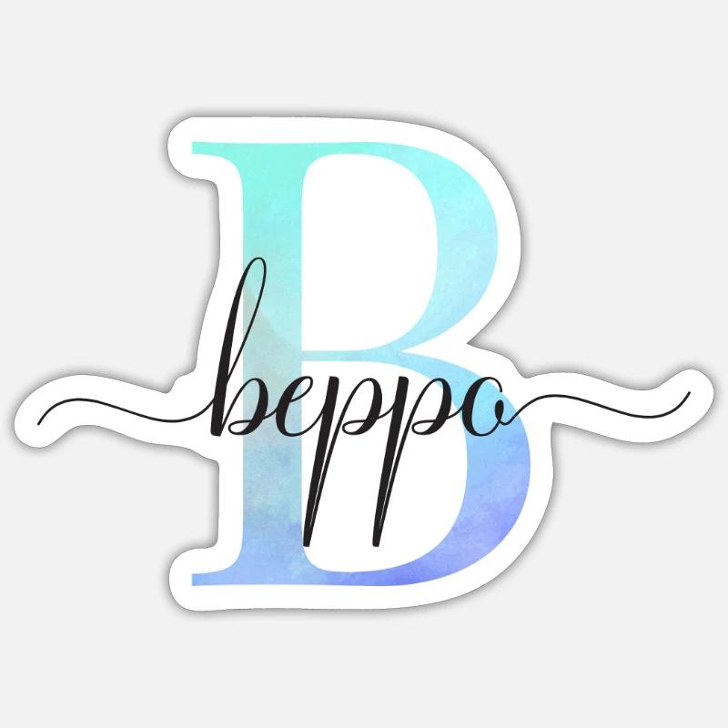 B| Monogramme | Nom | Beppo | Aquarelle - Sticker taille S (10 x 10 cm) - blanc mat