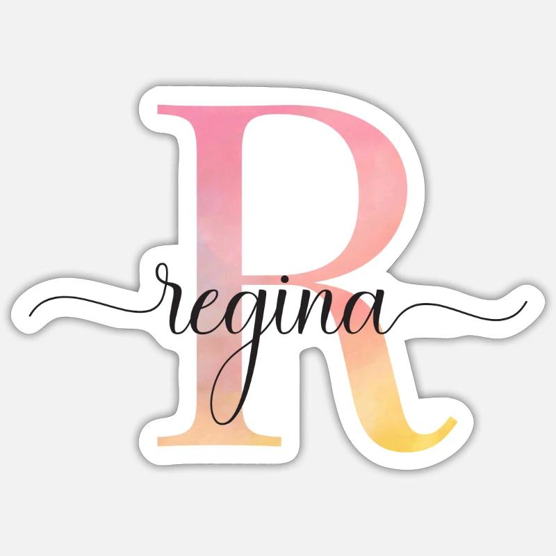 L | Monogramme | Nom | Régina |Aquarelle - Sticker taille S (10 x 10 cm) - blanc mat