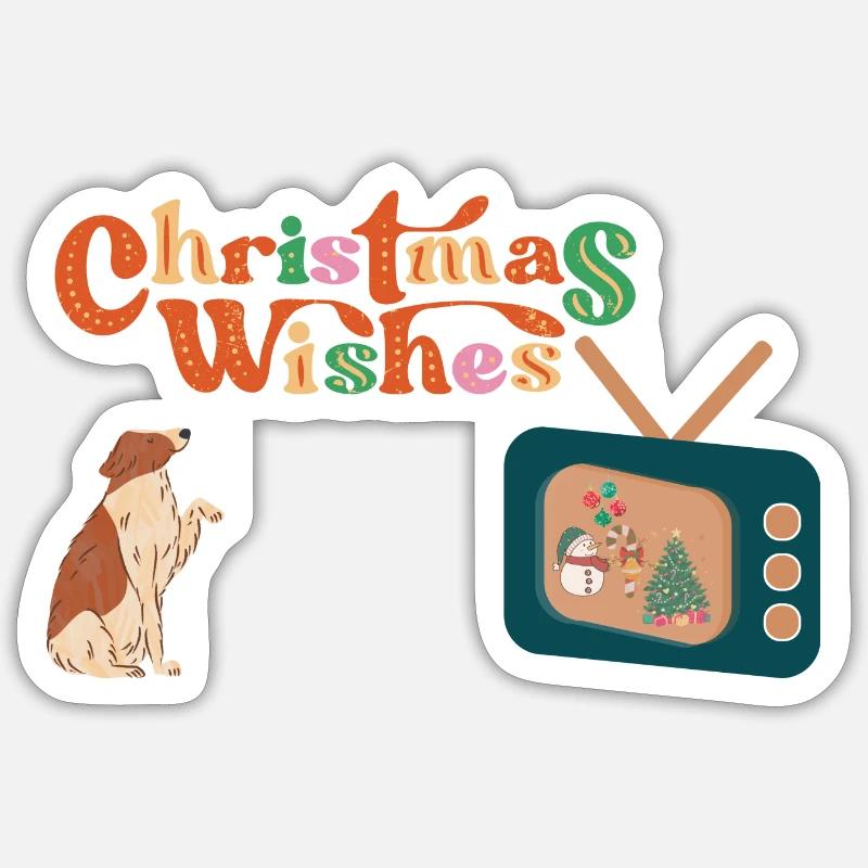 Chien devant la télé Sticker taille S (10 x 10 cm)