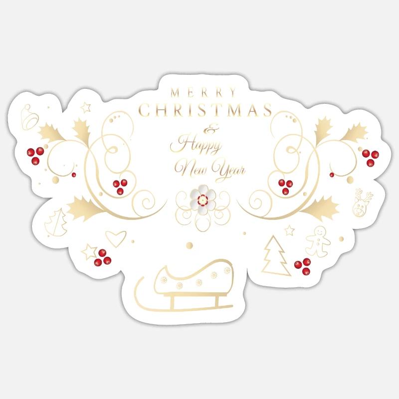Joyeux Noël, Bonne Année - Sticker taille S (10 x 10 cm) - blanc mat