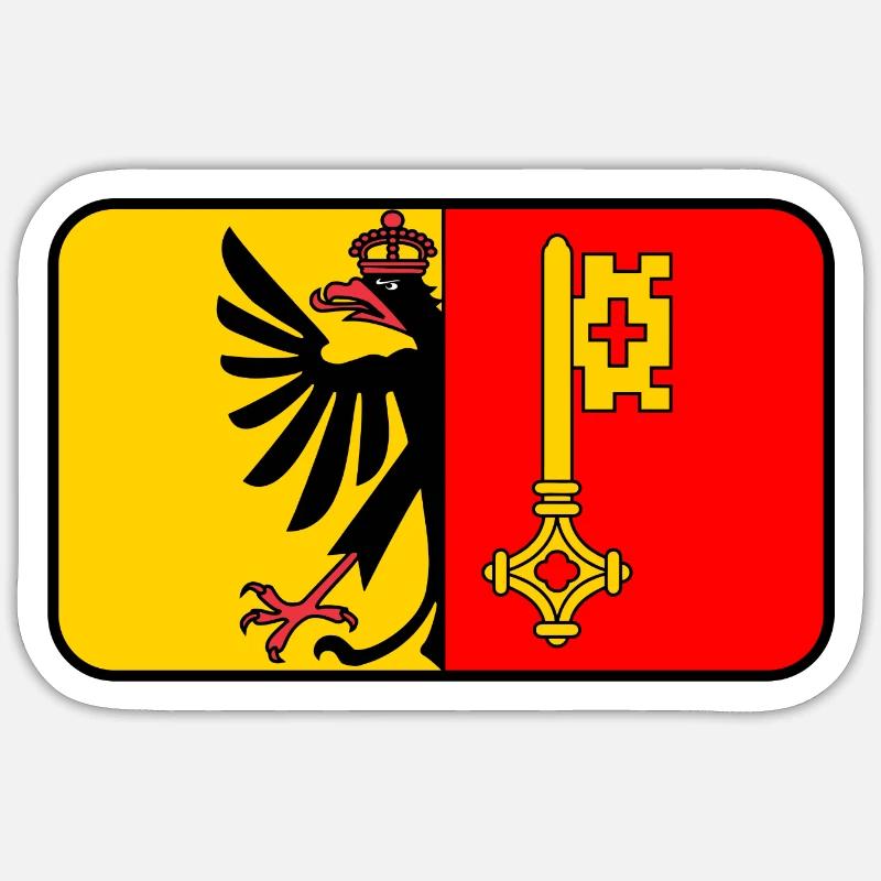 Flaggenvignette oder Logo von Genf - Sticker Größe S (10 x 10 cm) - Mattweiß