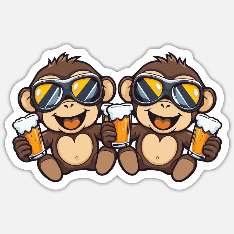 Bière Monkey Ski Team - Sticker taille S (10 x 10 cm) - blanc mat