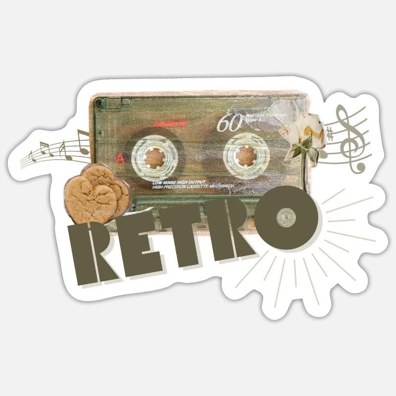 Retro Cassette Collage - Sticker size S (10 x 10 cm) - white matte