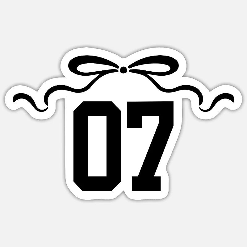 Numéro 7 noeud - 7e anniversaire - Sticker taille S (10 x 10 cm) - blanc mat
