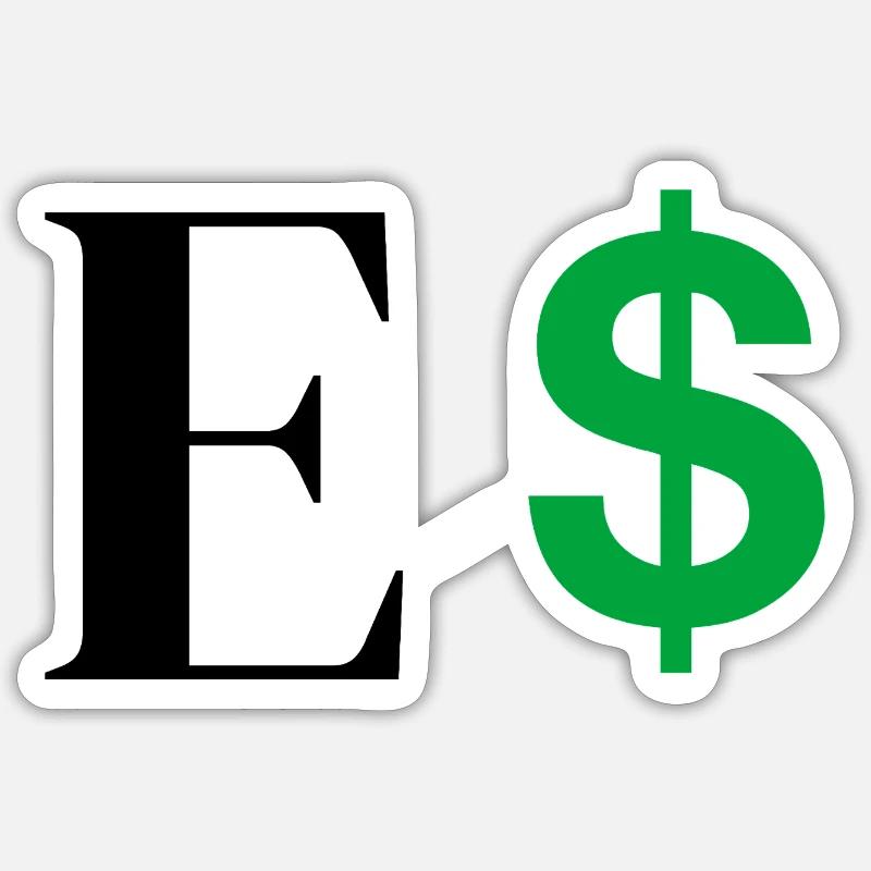 Buchstabe E Dollar Sticker Größe S (10 x 10 cm)