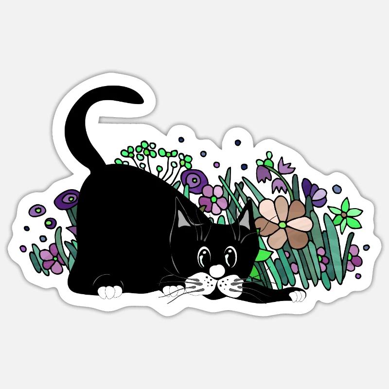 Chat - Sticker taille S (10 x 10 cm) - blanc mat