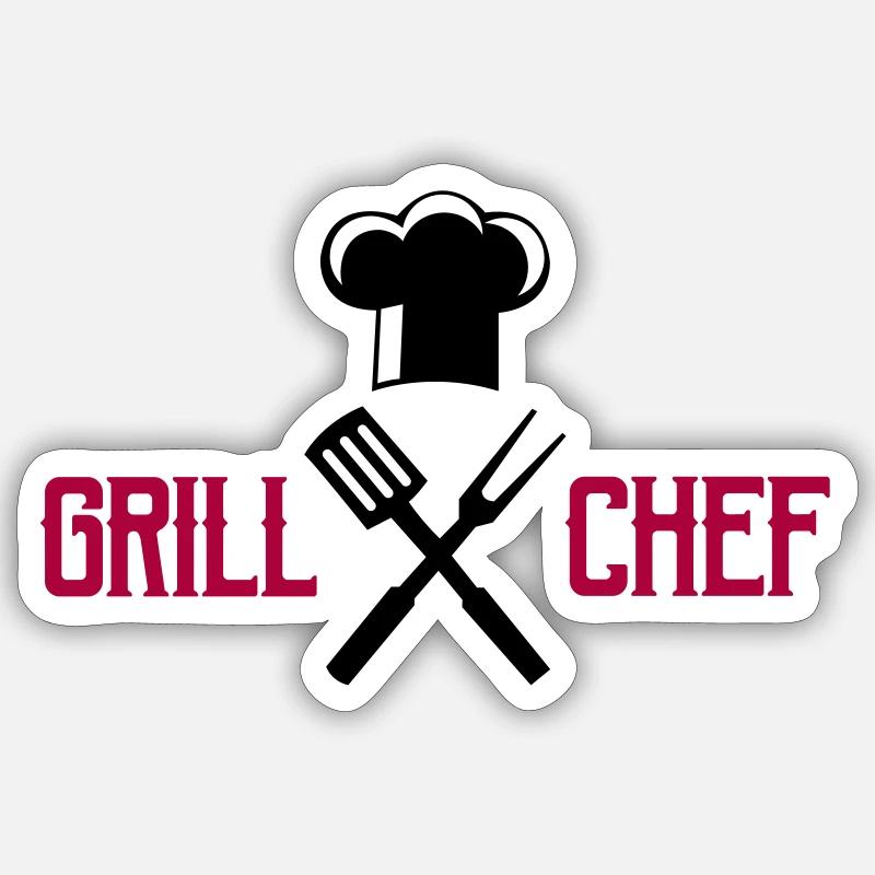 koch besteck grill - Sticker Größe S (10 x 10 cm) - Mattweiß