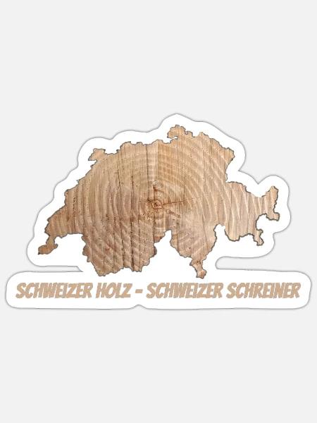 Schweizer Holz – Schweizer Schreiner | Für Handwer - Sticker Größe S (10 x 10 cm) - Mattweiß