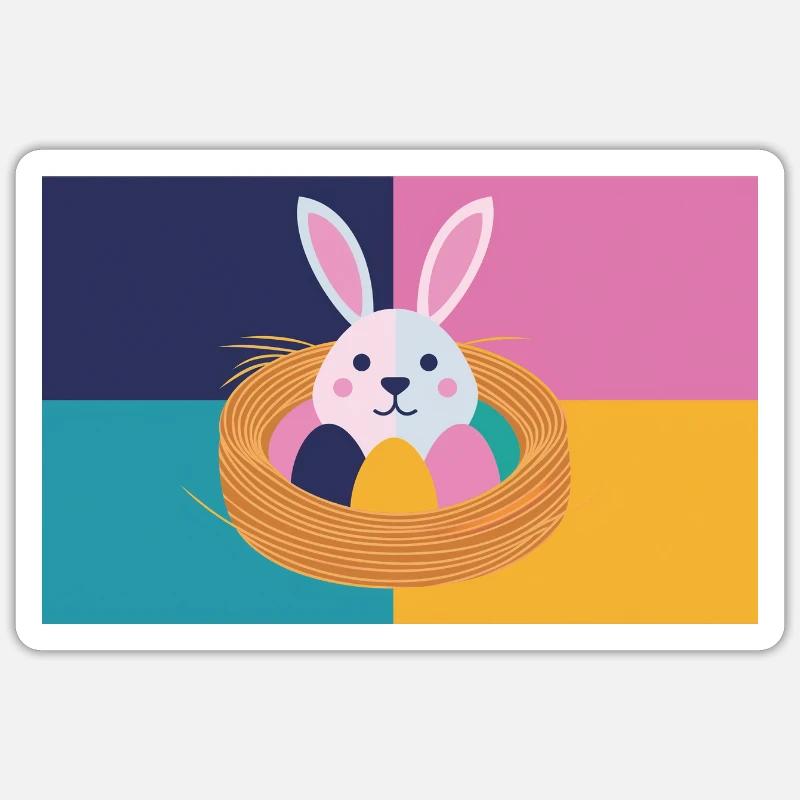 Lapin de Pâques n°05 - Sticker taille S (10 x 10 cm) - blanc mat
