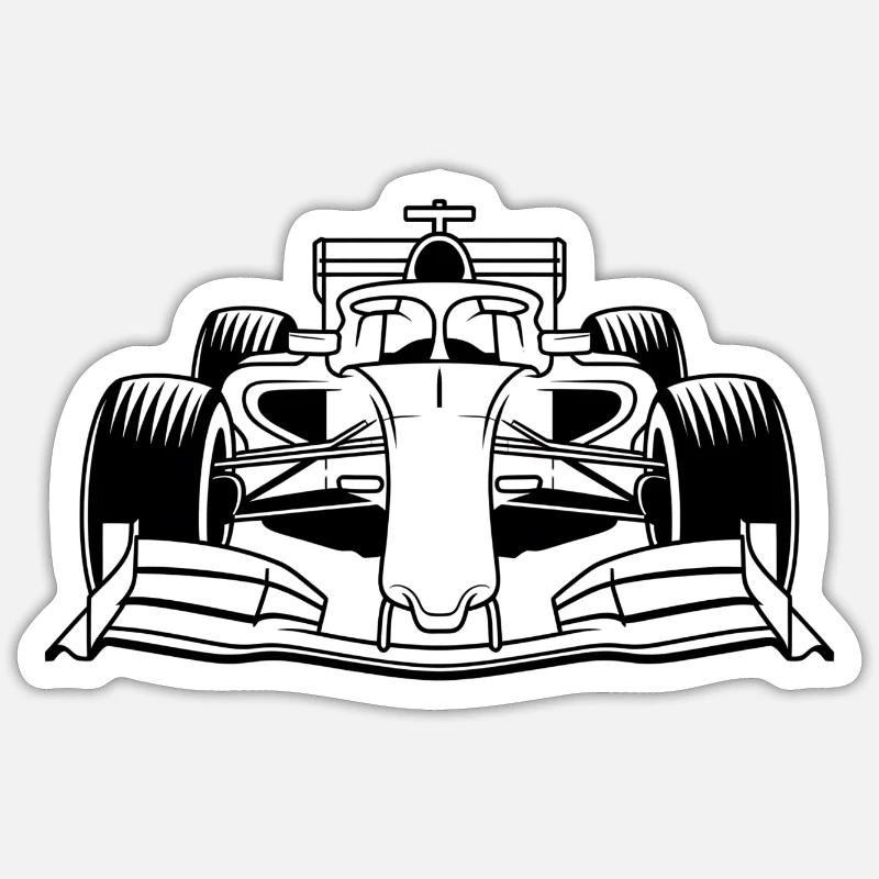 Voiture de Course - Sticker taille S (10 x 10 cm) - blanc mat