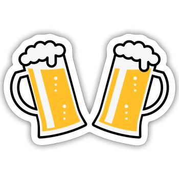2 chopes à bière Prosten (bière / chope à bière / 3C) - Sticker taille S (10 x 10 cm) - blanc mat - Devant
