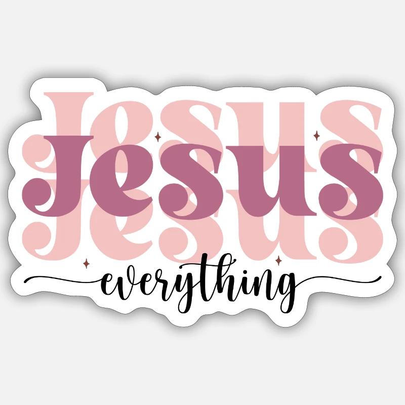 Jesus over everything - Sticker Größe S (10 x 10 cm) - Mattweiß