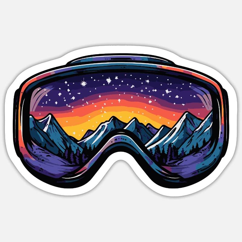 Ski goggles mountains - Sticker size S (10 x 10 cm) - white matte