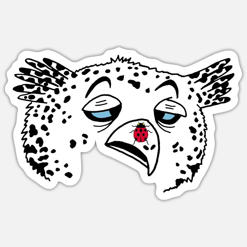 Owl and ladybug - Sticker size S (10 x 10 cm) - white matte