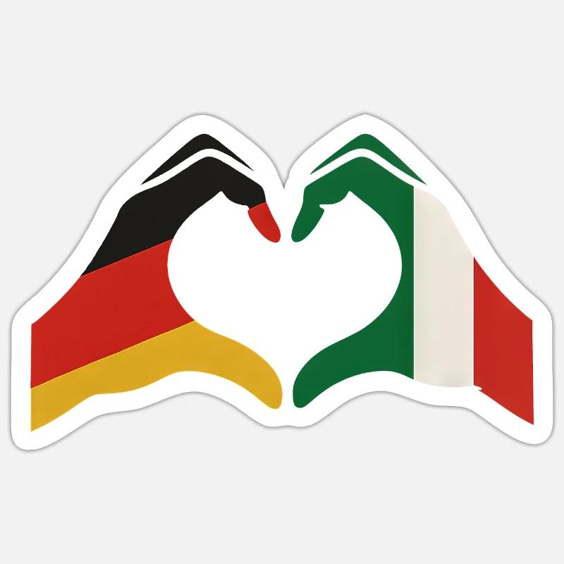 Coppia Cuore Mani Germania e Italia Sticker formato S (10 x 10 cm)