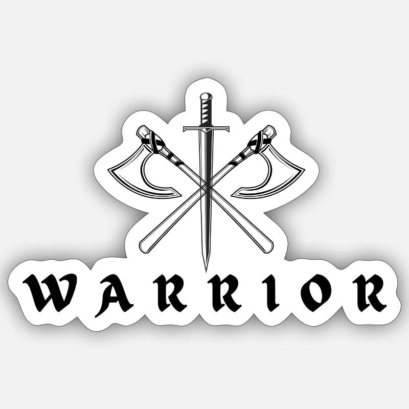 Guerrier - Sticker taille S (10 x 10 cm) - blanc mat