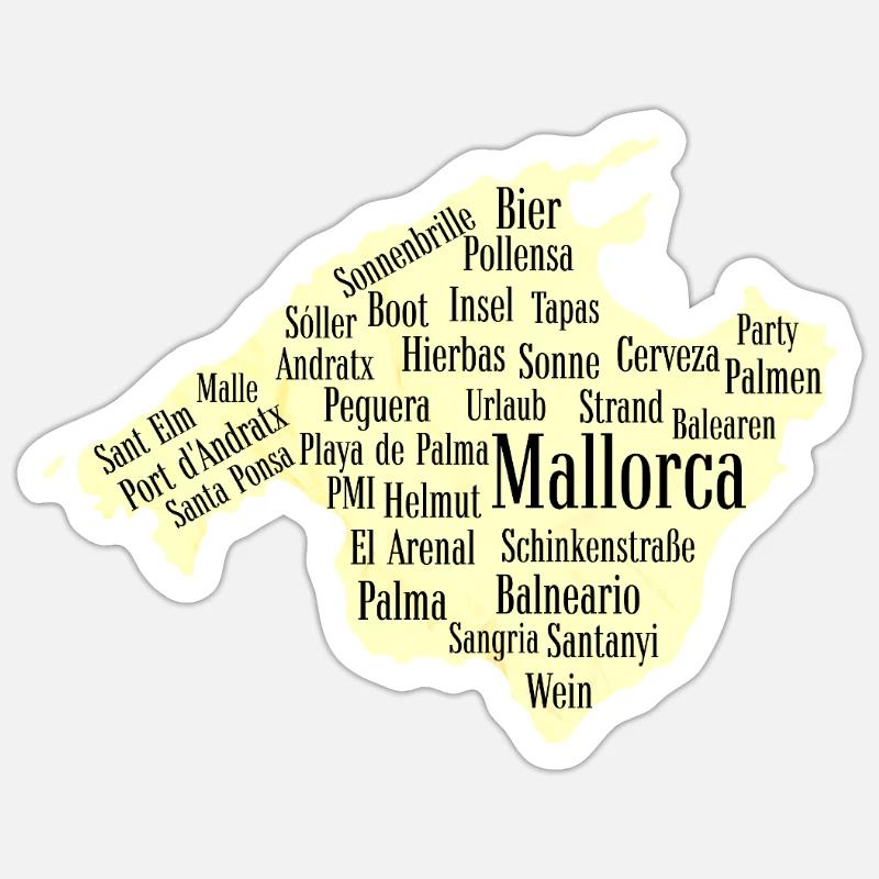 Mallorca Wordcloud Insel Urlaub Sonne Sticker Größe S (10 x 10 cm)