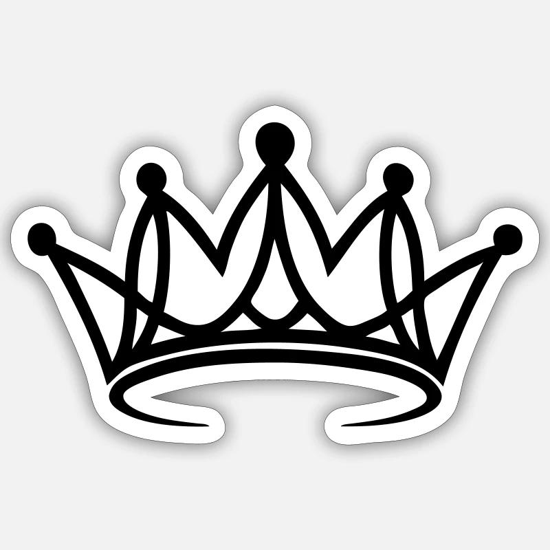 Crown, elegant, customizable - Sticker size S (10 x 10 cm) - white matte