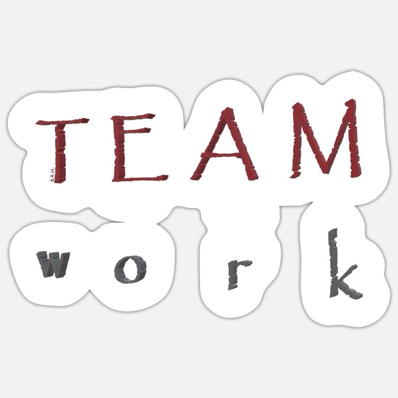 TRAVAIL D’ÉQUIPE - Sticker taille S (10 x 10 cm) - blanc mat