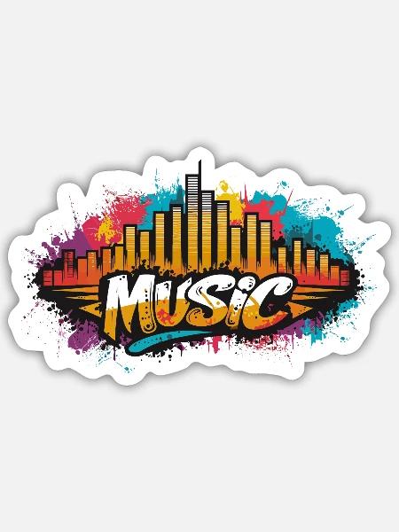 Musik Cityback - Sticker Größe S (10 x 10 cm) - Mattweiß
