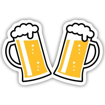 2 chopes à bière Prosten (bière / chope à bière / 2C) - Sticker taille S (10 x 10 cm) - blanc mat - Devant