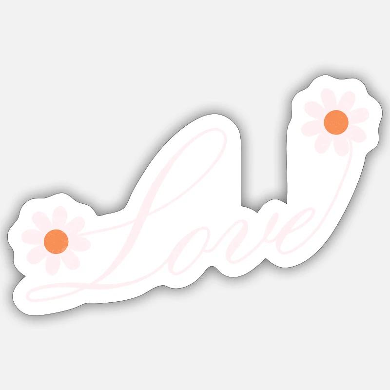 Conception de script d’amour floral Sticker taille S (10 x 10 cm)