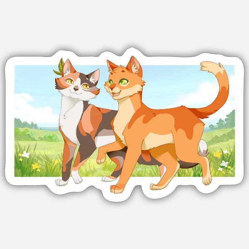 feuille tachetée feuille tachetée étoile de feu étoiles de feu chats Sticker taille S (10 x 10 cm)