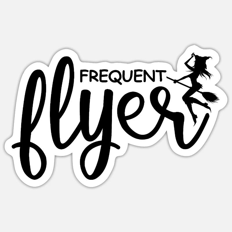Frequent Flyer Witch Halloween Funny Tee - Sticker size S (10 x 10 cm) - white matte