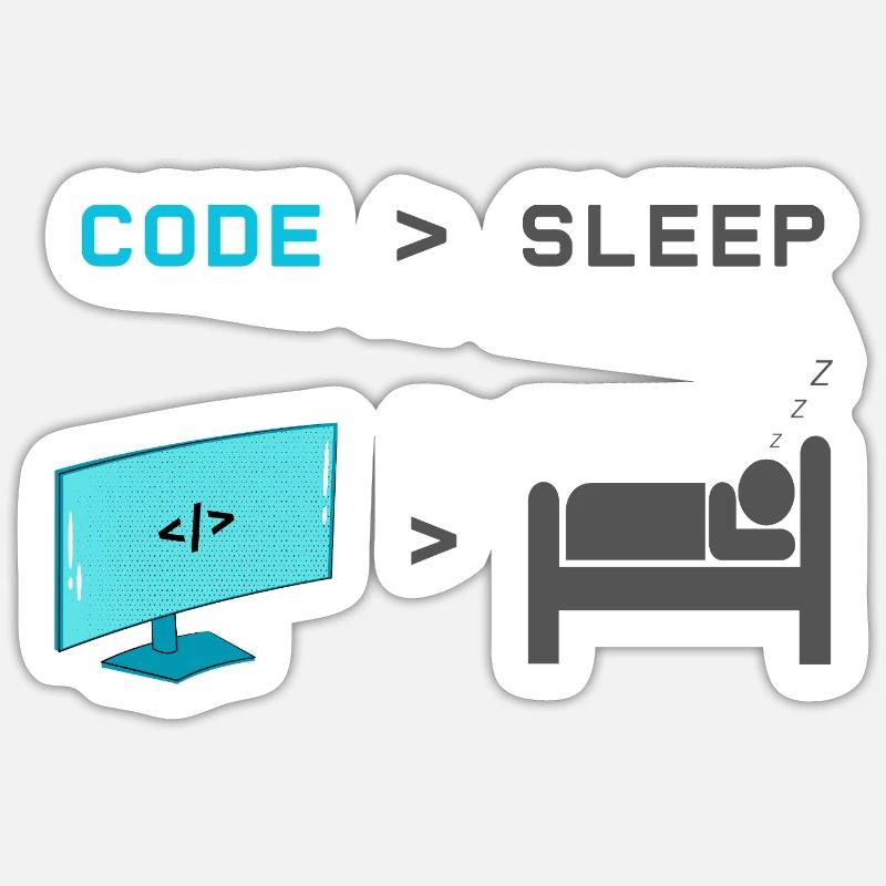 Code vs Veille : codeur en mode veille Sticker taille S (10 x 10 cm)