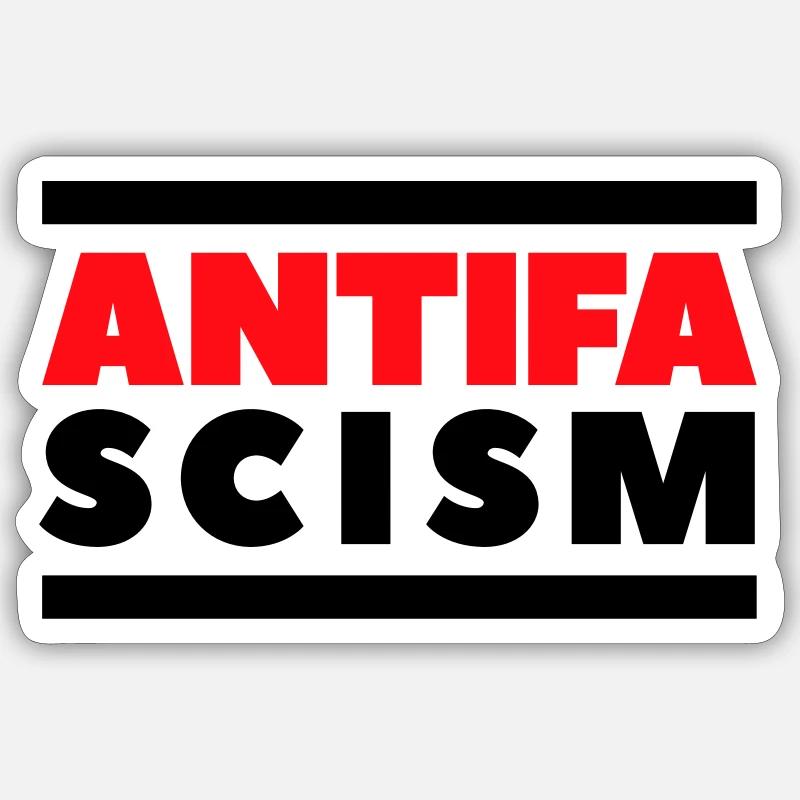 ANTIFA - Antifascisme - Sticker taille S (10 x 10 cm) - blanc mat