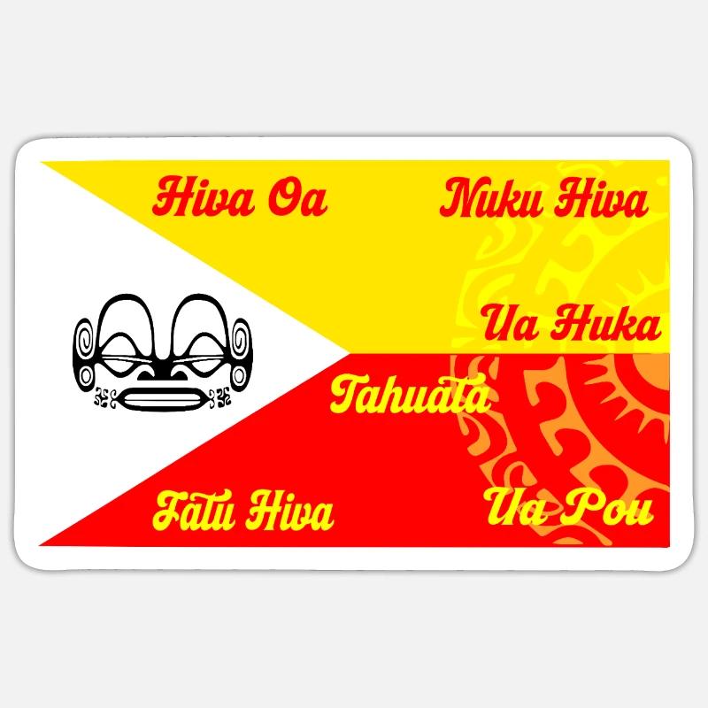 Marquesan Flag - Personalized - Sticker size S (10 x 10 cm) - white matte