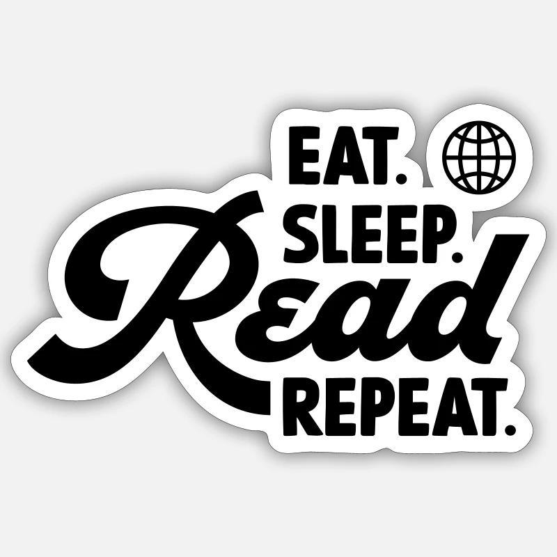 Eat Sleep Read Repeat - Sticker size S (10 x 10 cm) - white matte