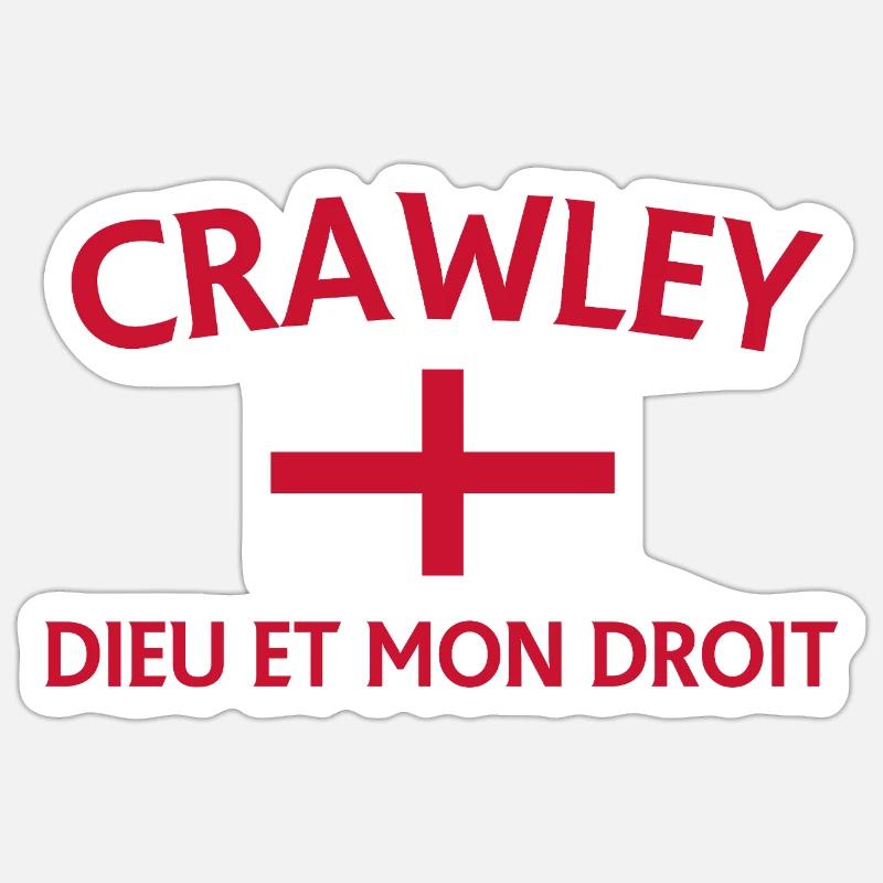 Crawley Crest avec Dieu et Mon Droit Sticker taille S (10 x 10 cm)