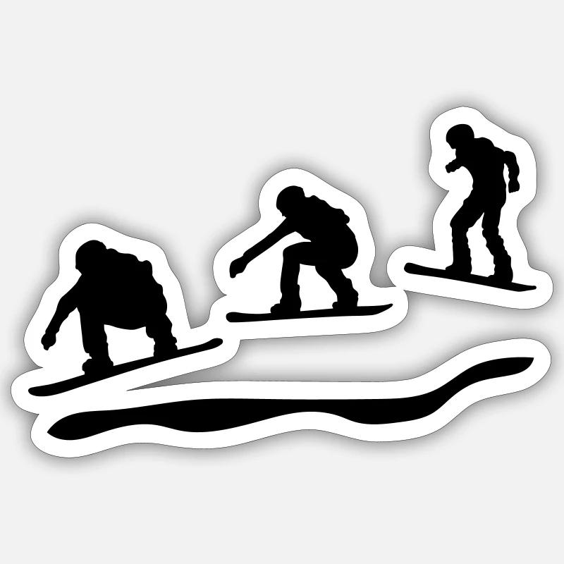 Snowboard racing - Sticker taille S (10 x 10 cm) - blanc mat