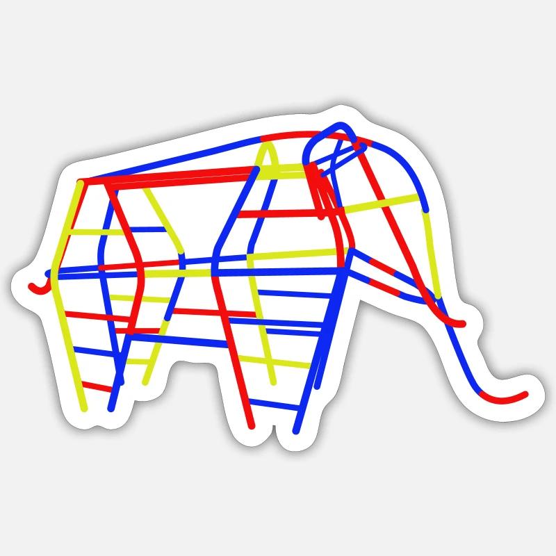 GDR Climbing Elephant - Sticker size S (10 x 10 cm) - white matte