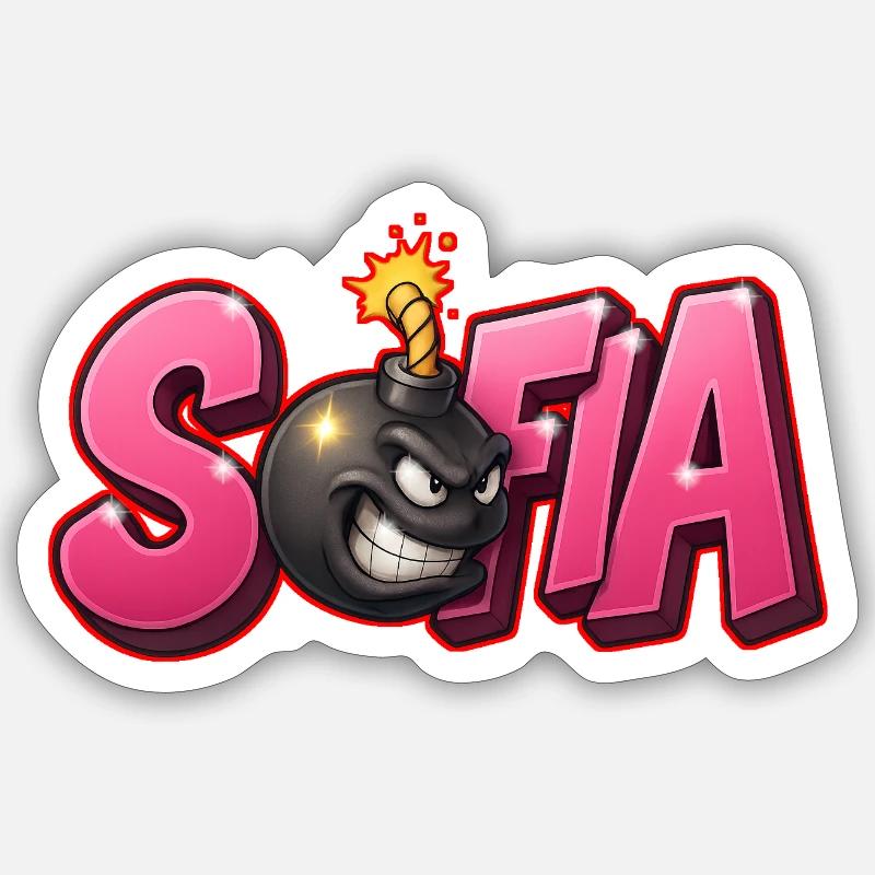 Sofia Graffiti Name Bomb Graffité 3D - Sticker taille S (10 x 10 cm) - blanc mat