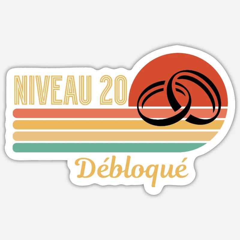 Level 20 Unlocked Retro Graphic Design - Sticker size S (10 x 10 cm) - white matte